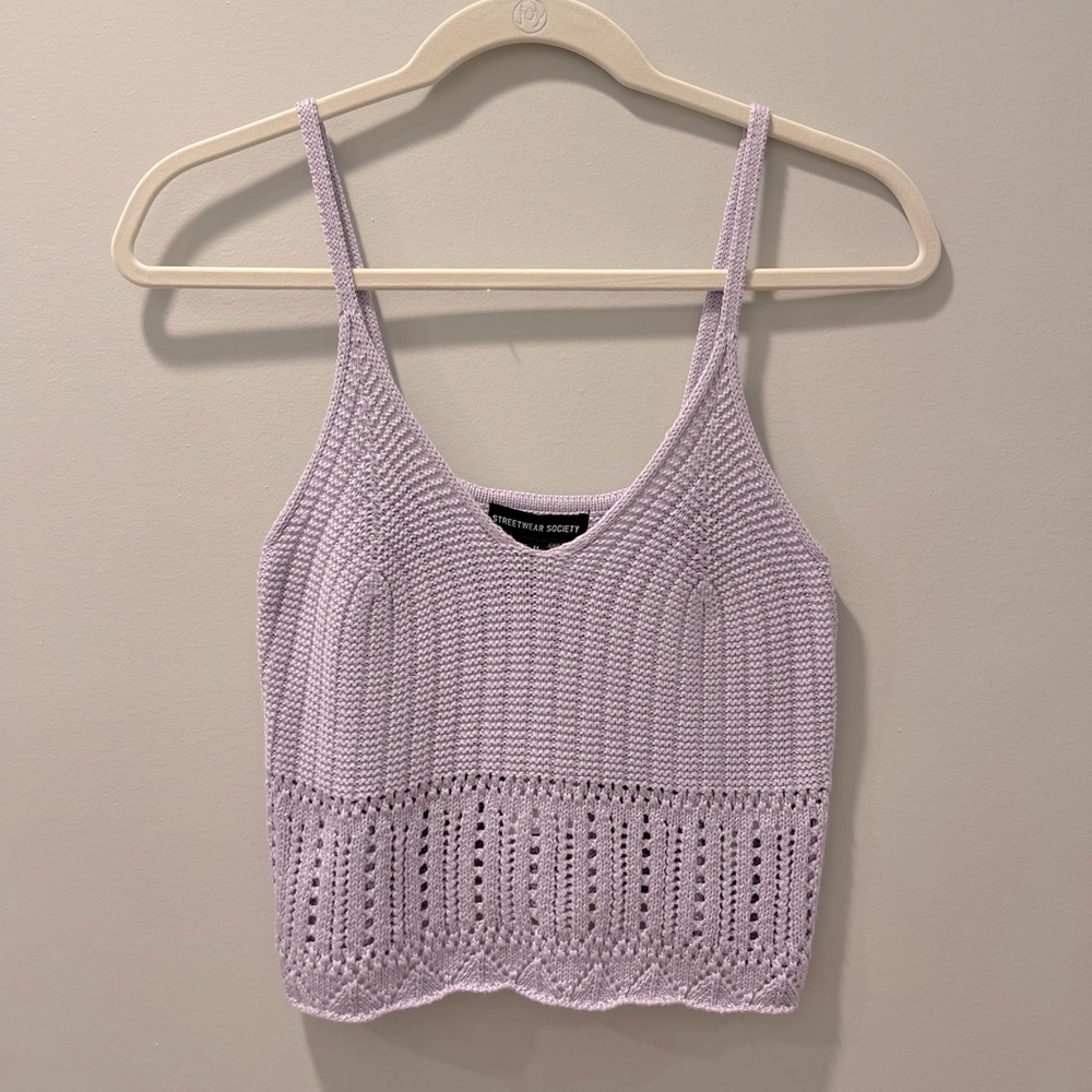 Light Purple Women’s Crotchet Tank Top, Size M
